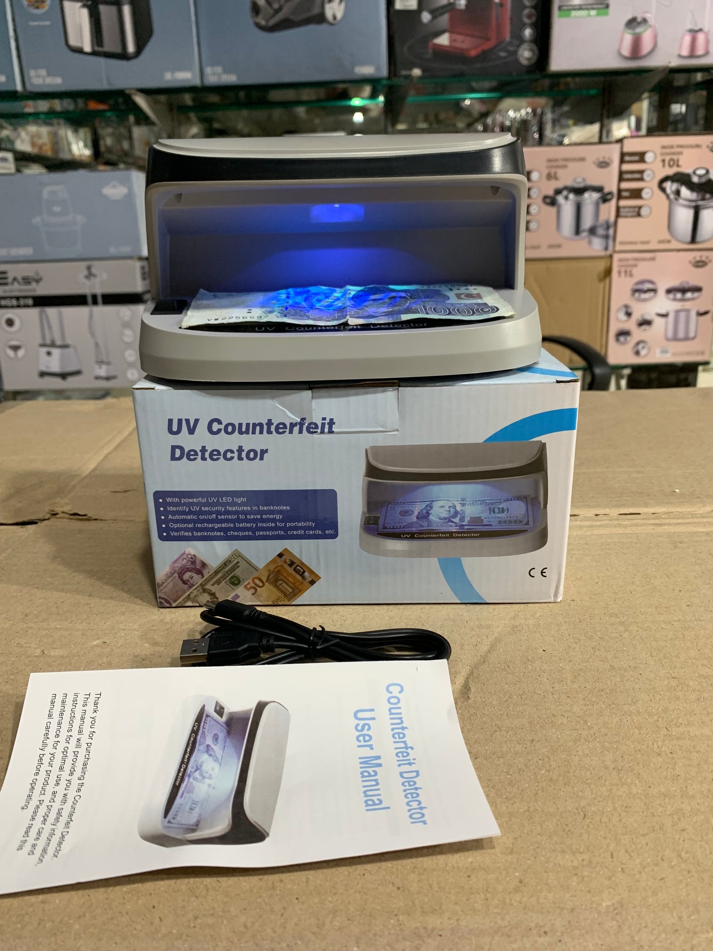 Rechargeable Fake Money Detector – Portable & Accurate Currency Checker