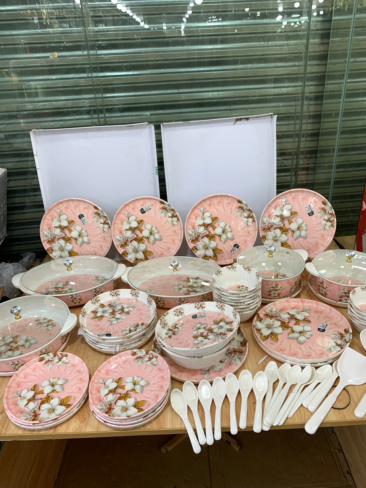77 PCS DINNER SET DOUBLE GLAZED