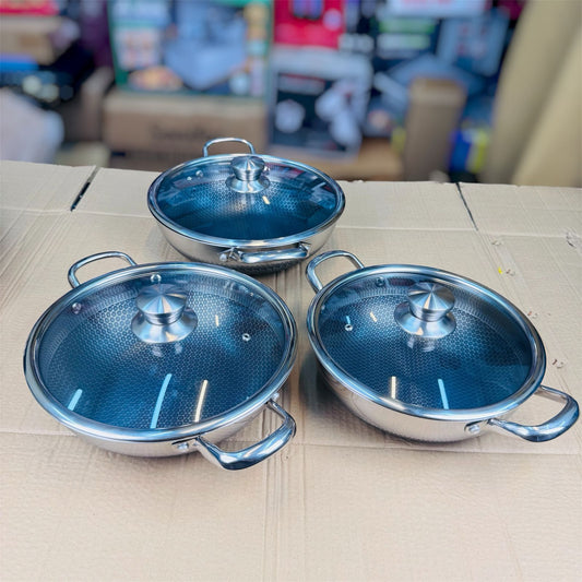 3 pcs lesser coating honeycond shallow handy 30 cm+32 cm+ 34cm+
