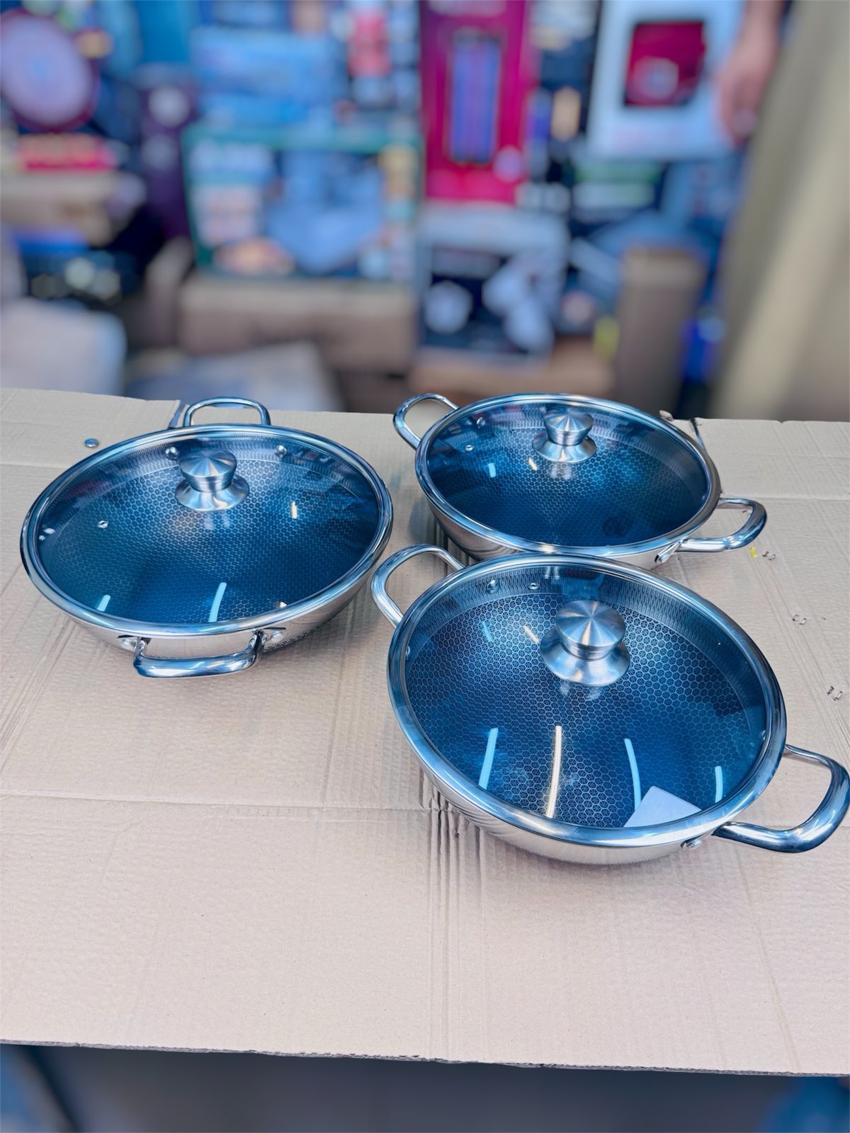 3 pcs lesser coating honeycond shallow handy 26 cm+ 28 cm +30 cm