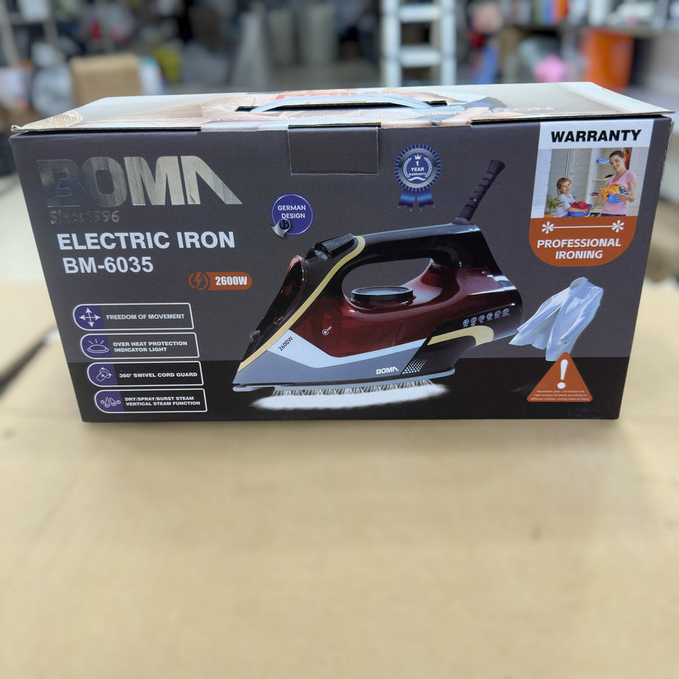 BOMA

BOMA BM-6035 Electric Steam Iron - 2600W, Dry/Spray/Burst/Vertical Steam Function