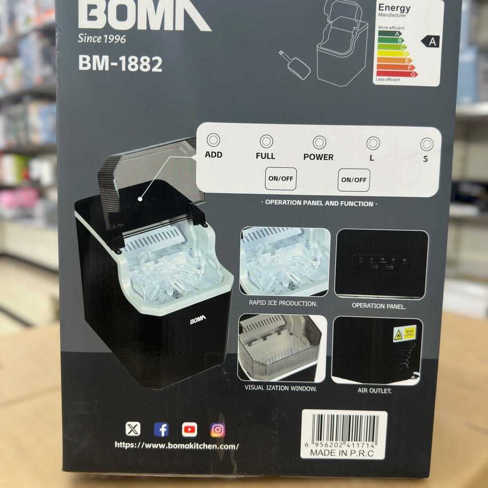BOMA BM-1882 Home Intelligent Ice Maker - 100W, 1.5L, Continuous Ice Making